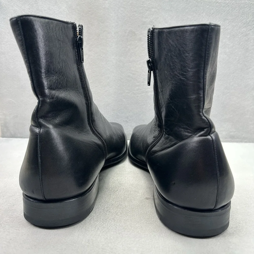 Mens Size 12 (D) Magnanni Chelsea Boots Black Leather Side Zip Handmade Spain